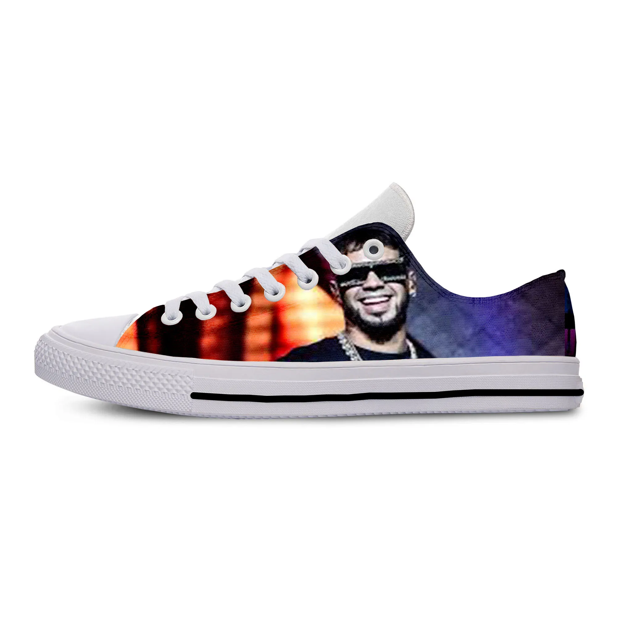 cheap 2019 Hot Cool Fashion New Summer Handiness Casual Harajuku Shoes 3D Print For Man Woman Hip Hop Rap Music Rock Anuel AA