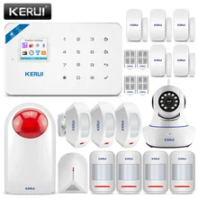 KERUI W18 Wireless WiFi GSM Alarm System Home Security Burglar Protection Kit Alarm Sensor With Flash Siren 720P IP Camera
