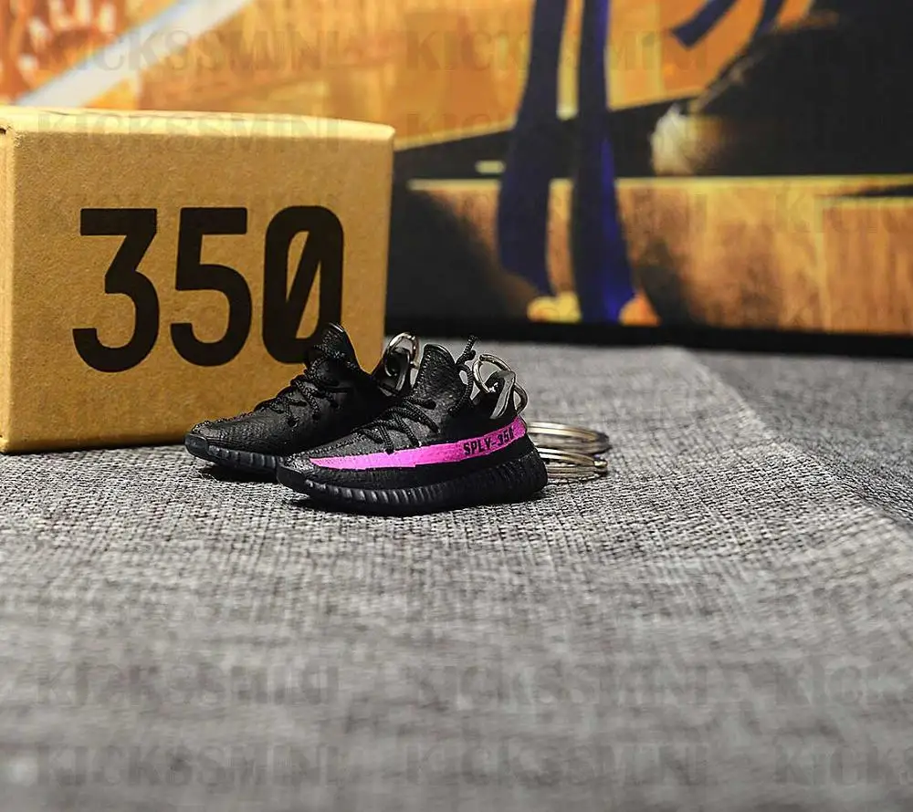 

dropshipping top quality 350 purple zebra sneaker keychains 1/6 SCALE 3D Mini Shoe Sneaker JORDAN keychain doll accessory