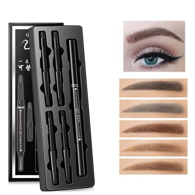

Double-end Delicate Shaping Eyebrow Pencil Make-up Suit 1Pcs EyeBrow Pen+4Pcs Refills Multichoice Template Durable Waterproof