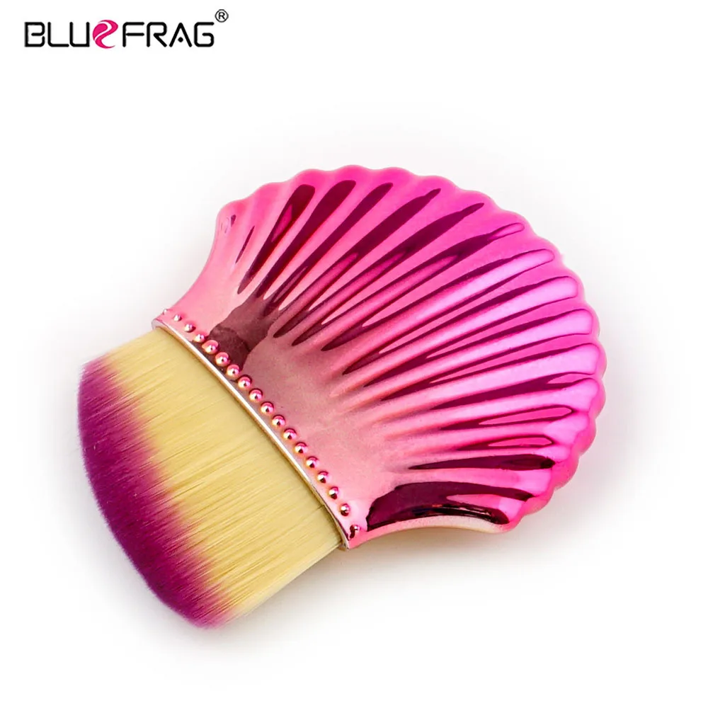BLUEFRAG New Makeup Brush 3pcs Foundation Colorful Gold Seeshell Handle Violet/Yellow Super Soft Hair Flat Angle Powder Brushes|new makeup