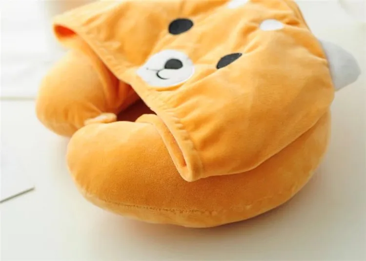 Janeyu Nette Cartoon Holz Hund Kappen UPillow Neck Kissen Kissen Schöne Cartoon Mittagspause Kissen Mit Hut Reise