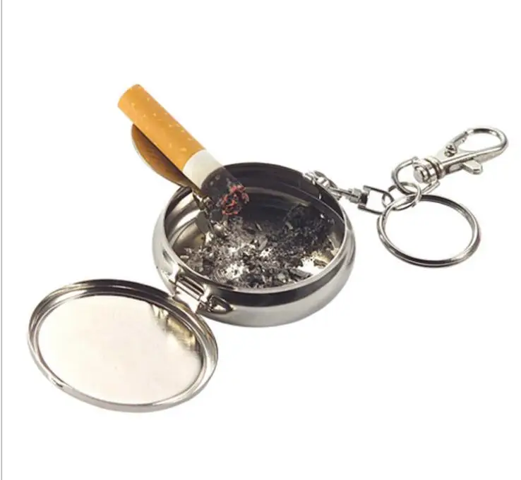 Mini Portable Metal Small Ashtray with lid round decorated cool ashtray