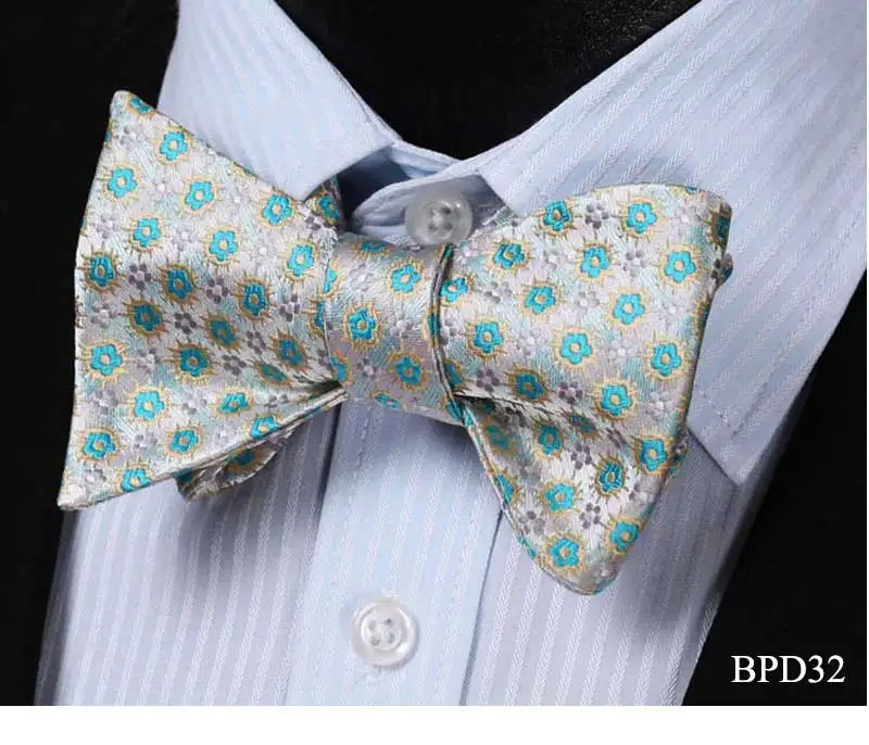 Bpd2 Классический Тканые Для мужчин вечерние Свадебные Пейсли Цветочные Шелковый свадьбы самостоятельно галстук-бабочка - Цвет: BPD32