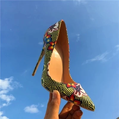 Vinapobo/Женские Модные Зеленые туфли-лодочки в стиле ретро с цветочным принтом обувь на высоком каблуке женские туфли-лодочки на платформе летняя обувь женские туфли-лодочки - Цвет: 8cm