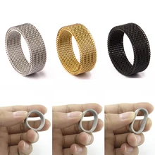 High Quality Fashion 316l Stainless Steel Rings Silver Gold Black Mesh Retro Punk Gothic Ring Mens