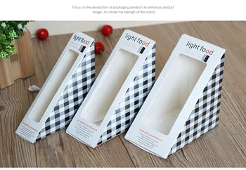 

Small / medium / large White black lattice paper triangle Sandwich Boxes Window Cheese Sandwich packing box 200piece\lot