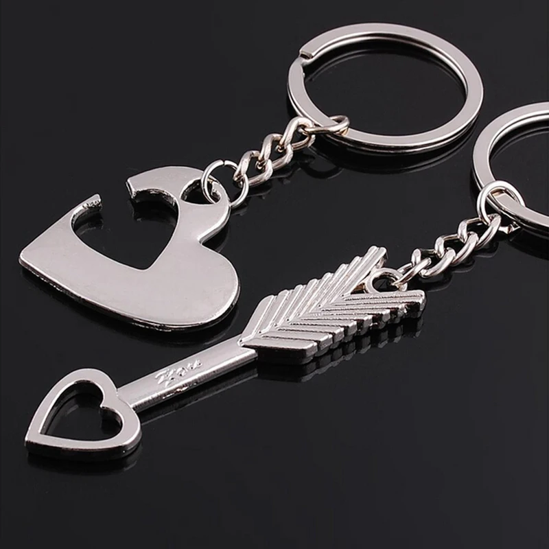 2Pcs/Set Men Women Cute Heart Key Keychain Couple Key Ring Lovers