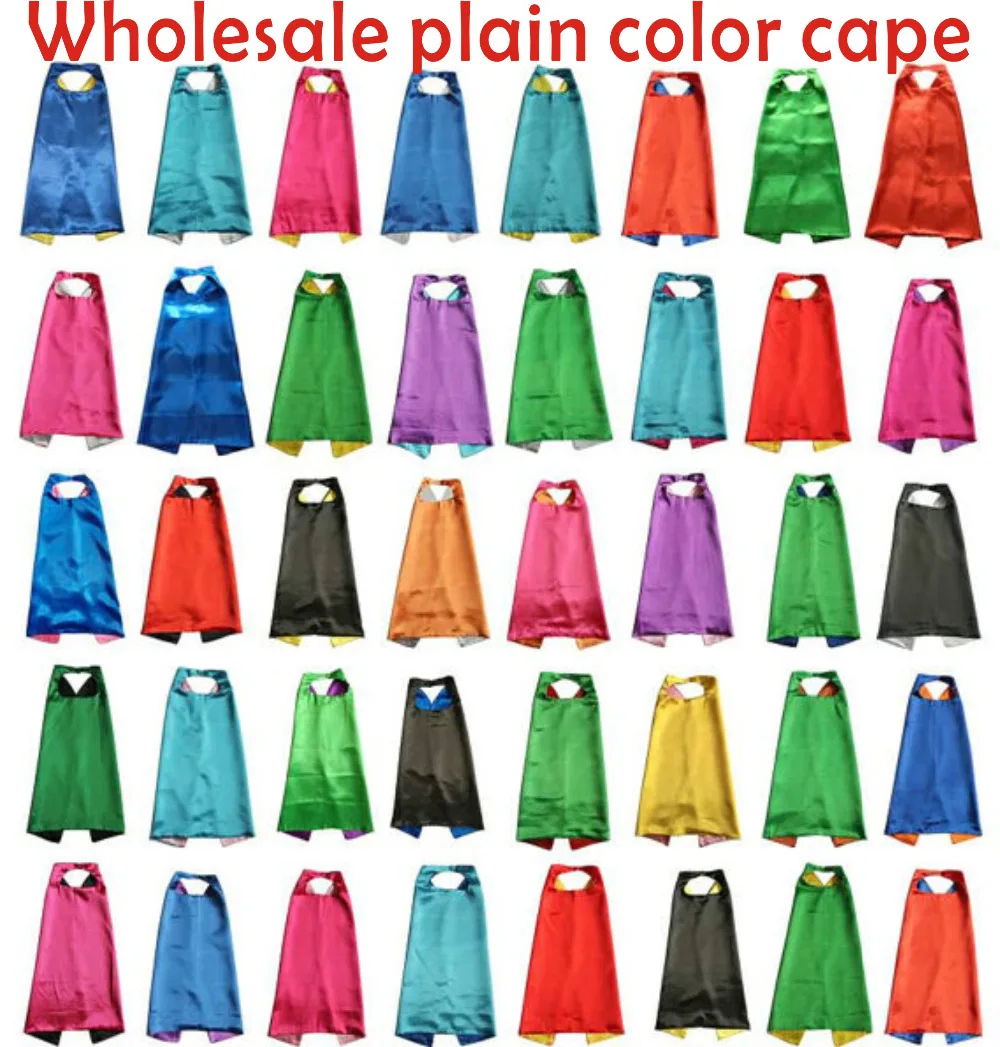 Wholesale plain Solid 70*80CM 2layer Satin Superhero Cape child cape