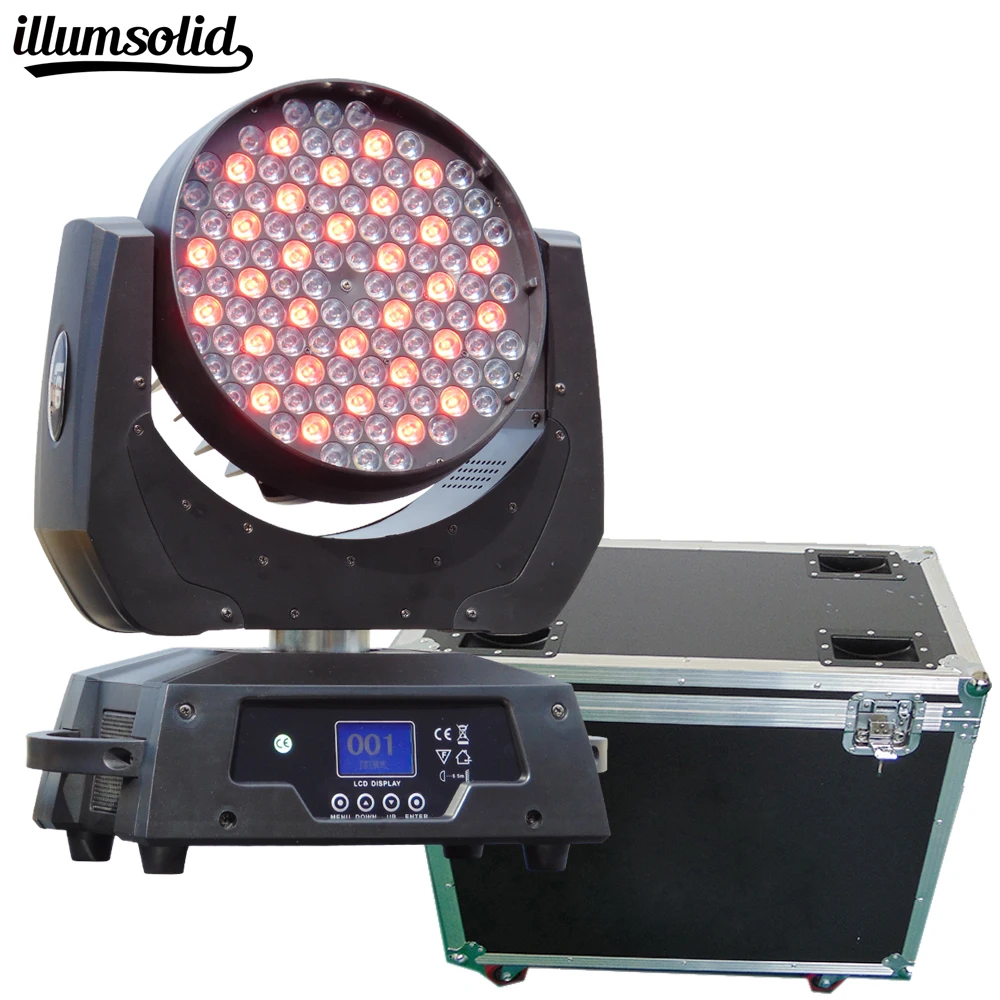 

2pcs/lot 108x3W LED Beam Moving Head Light RGBW DMX wash Light with Flight Case For DJ Club Stage Projector Disco