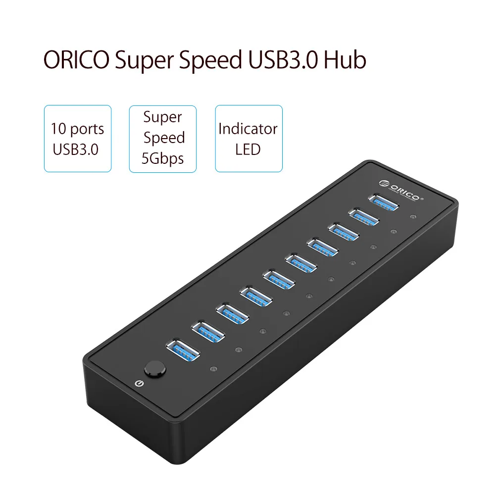 Концентратор ORICO USB 3 0 с 10 портами Суперскоростной usb разветвитель портативный