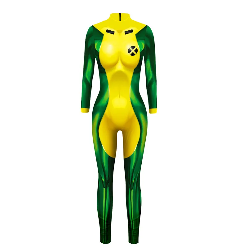 Хэллоуин X MEN Анна Marie Rogue Косплей Костюм для женщины zentai боди костюм комбинезоны для Хэллоуина вечерние C12901