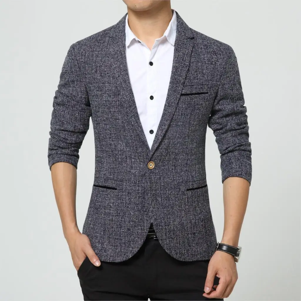 New Arrival Linen England Style Blazer Men Flax Fashion Luxury Slim Fit ...