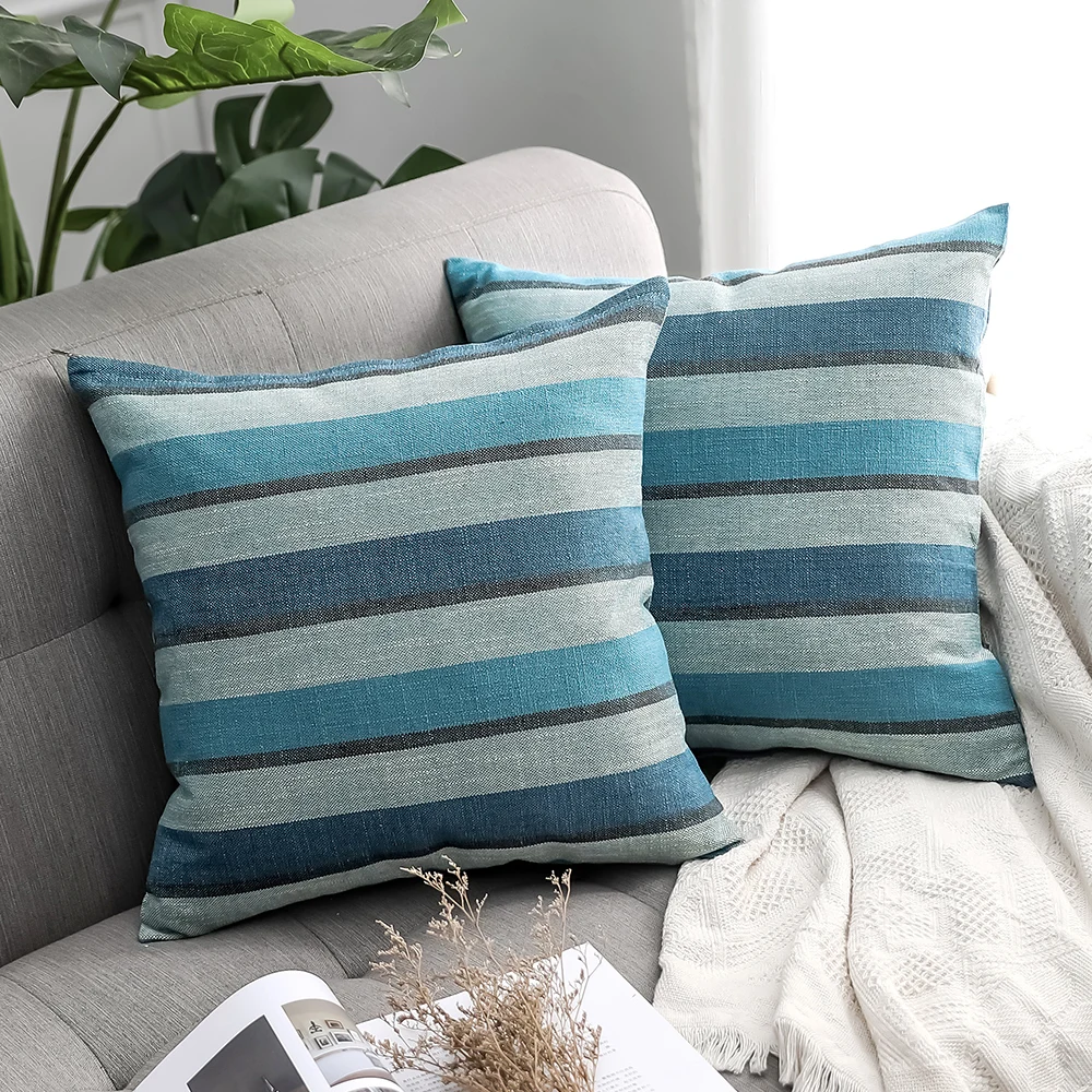 Decorative Classic Retro Stripe Throw Pillow Covers Cotton Linen Modern