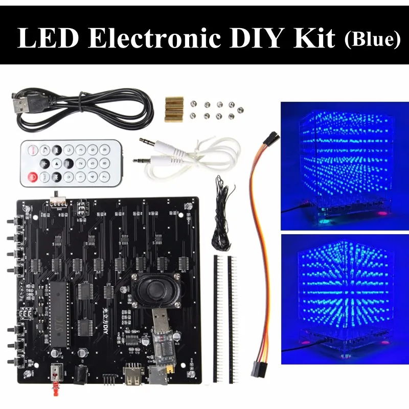 

New 8x8x8 LED Cube 3D Light Square Blue LED Electronic DIY Kit Infrared Remote Control Function Durable Electronic Led DIY Kit