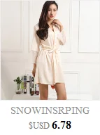 SNOWINSRPING новый женская ночная рубашка женские пикантные шелковое белье платье пижамы Халаты размеры 12