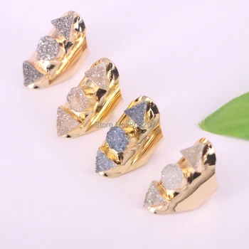 

New Arrival! 5Pcs Fashion Gold Color Mix Color Three Triangle & Round Titanium Ring for Party