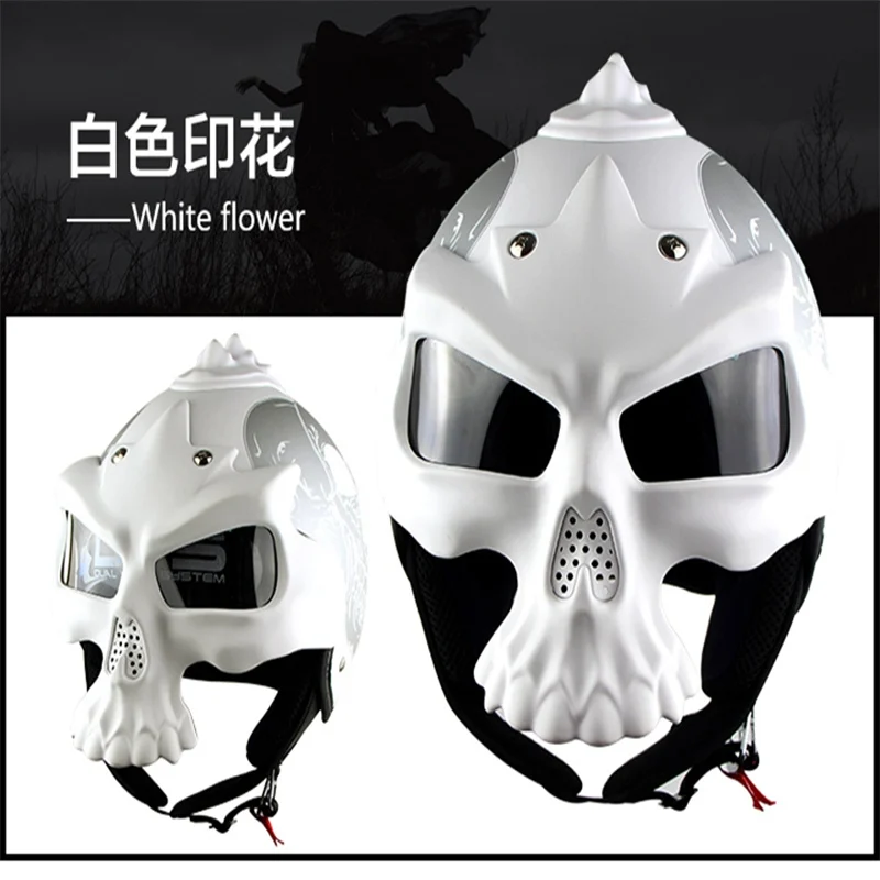 Soman бренд Череп мотоциклетный шлем с двойными линзами Harl Половина лица шлем мотоцикл Capacetes Casco Ретро шлем SM689