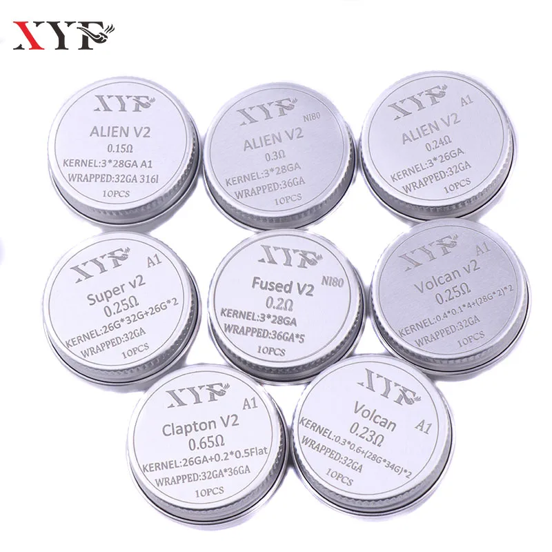 Новинка XYF 10 шт./лот готовая катушка Clapton Twisted ALIEN V2 clapton проволочные катушки