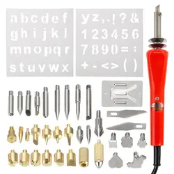 MYLB-37Pcs ЕС Plug железного дерева ручка дровяной паяльник Комплект Craft резьба выбивать набор для Деревообработка кожа из пробки