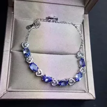 Отличающаяся хорошей устойчивостью натуральный 4*6 мм синий браслет с танзанитом s925 стерлингового серебра ювелирные украшения для женщин вечерние природным драгоценным камнем