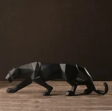 Modern Abstract Black Panther Sculpture Geometric Resin Leopard Statue Wildlife Decor Gift Craft Ornament Accessories Furnishing