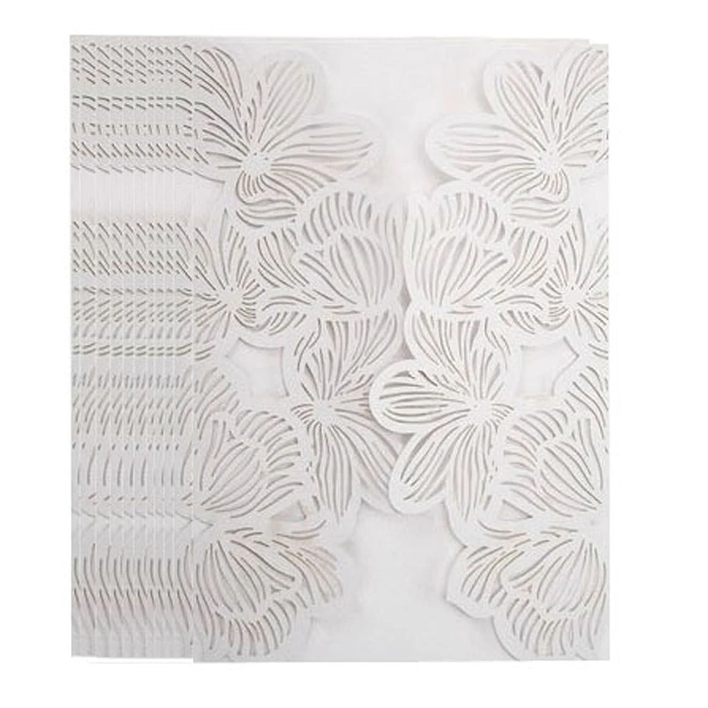  10pcs White Wedding Invitation Card Laser Cut Romantic Party Invitation Cards Floral Lace - 32958658890
