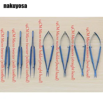 

14cm Titanium alloy ophthalmic microsurgical instruments Needle Holder Micro scissors Tweezers hand surgery 7pcs/set