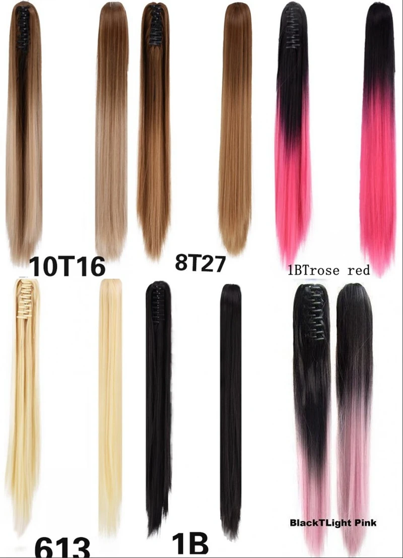 Synthetic Women Claw on Ponytail Clip in Hair Extensions Straight Style Pony Tail Hairpiece 26"
