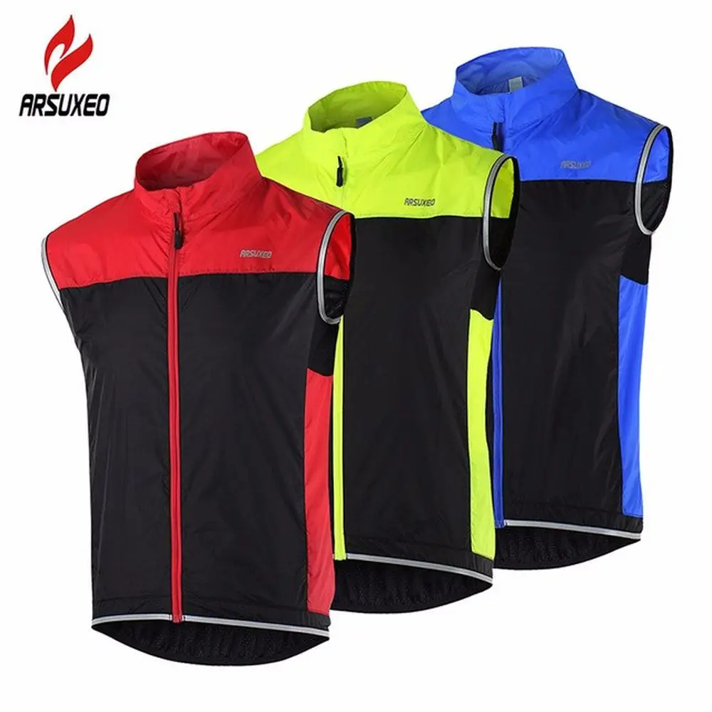 

ARSUXEO Cycling Vest MTB Bike Bicycle Breathable Windproof Vest Waterproof Clothing Sleeveless Cycling Jacket for Men