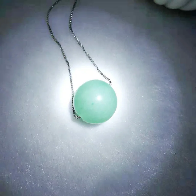 Yu xin yuan натуральный Донг Лин нефрит 14 мм ожерелье из круглых бусин кулон с бесплатной 925 серебряной цепочкой для женщин ювелирные изделия