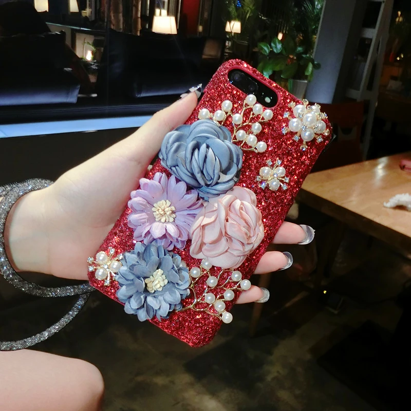 Aoweziic New For iPhone X XS MAX mobile phone shell 6s 7 8plus glitter Rhinestone protective sleeve falling X XR shell lanyard