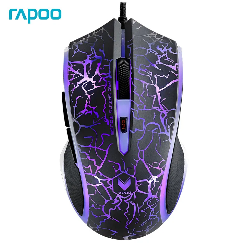 Оптическая игровая мышь Rapoo V20S проводная с 3000 точек/дюйм и 16 миллионным цветным