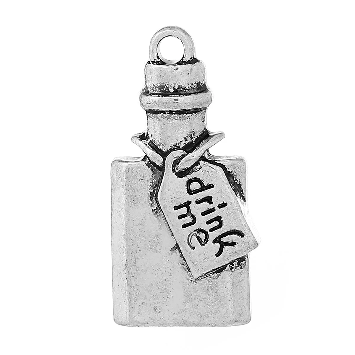 DoreenBeads Charm Pendants Bottle Silver Color Message Carved 28mm(1 1/