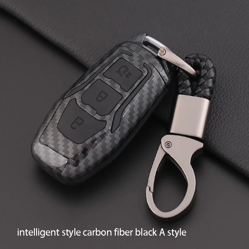 Для Ford Focus Escort Mondeo Ecosport, Kuga Edge Everest защитный брелок автомобильный карбоновый чехол для ключей Авто декоративная принадлежность - Цвет: carbon fiber black