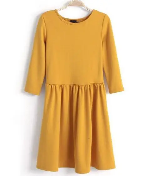 Весна Осень Новые женские О-образным вырезом приталенные платья леди три четверти короткое платье Европа Америка сексуальное платье для женщин A255 - Цвет: Цвет: желтый