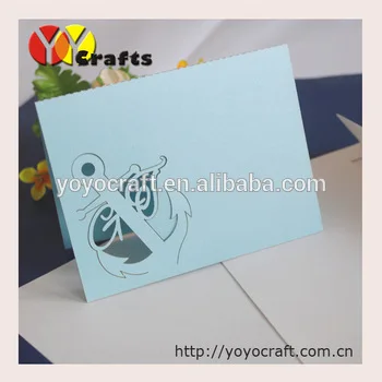 

laser cut paper weddding supply various color and size customizable anchor wedding seat cards,nautical table place card