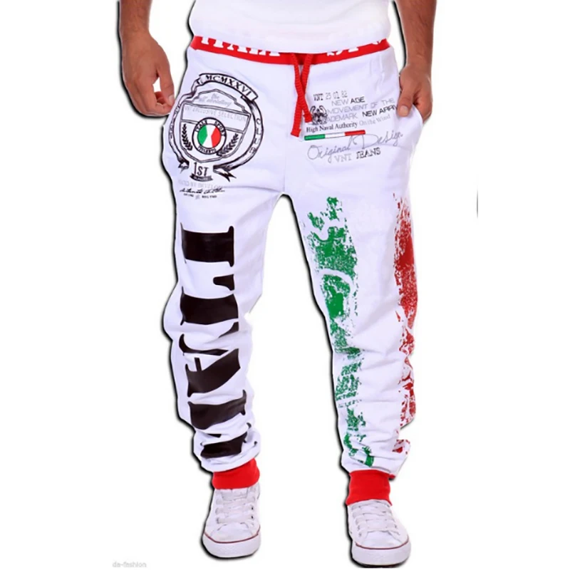Men's casual pants Italian flag printing design leisure trousers