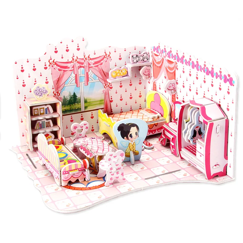 

3D puzzle toys educational diy manual paper model 4-5-6 at the age of 4-5-6 years old girl
