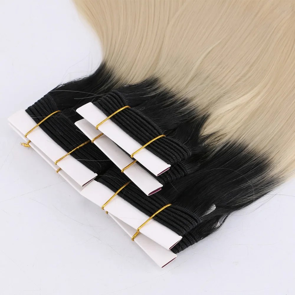 2 шт один комплект шелковистые прямые синтетические волосы для наращивания пучки волос от светлого до темного цвета 8-20 дюймов Доступные волосы переплетения