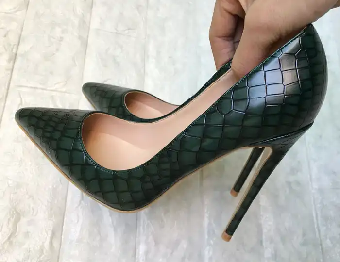 dark green sandal heels