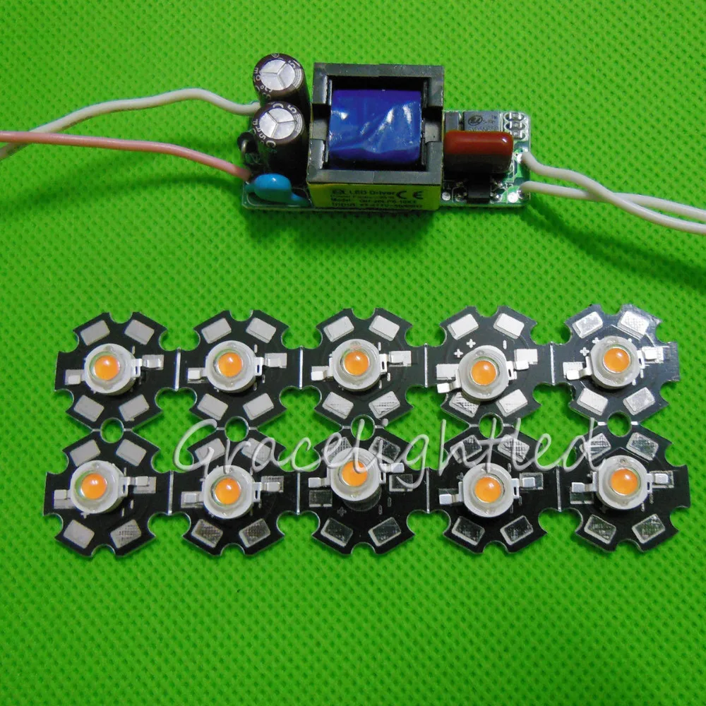 10 шт. светодиодные лампы полного спектра для выращивания растений 3 Вт 380 840 нм + 1 6