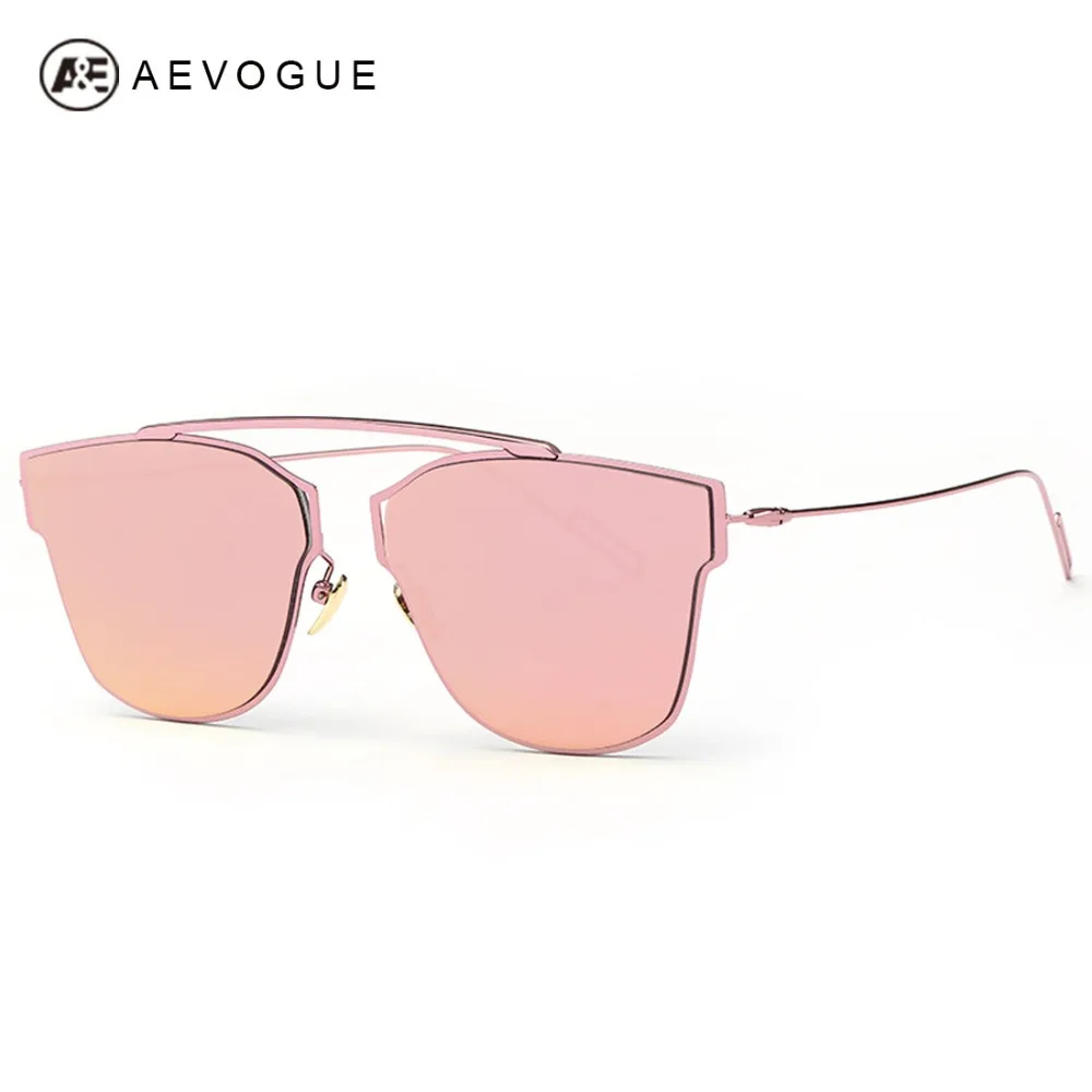 AEVOGUE Women's Sunglasses Metal Frame Reflective Coating Mirror Flat Panel Lens Brand Designer Sun Glasses Oculos De Sol AE0329