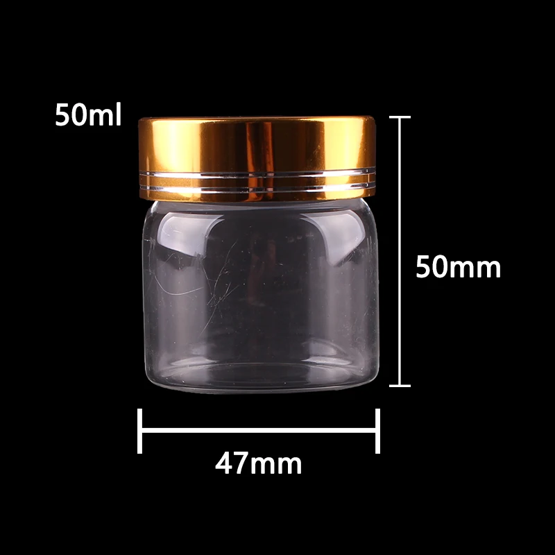 50ml 16 шт. Диаметр 47 мм 50 мл/80 мл/100 мл/150 мл, прозрачный стеклянный бутылки для пряностей банка Террариум с золотой алюминиевой крышкой свадебный подарок - Цвет: 50ml
