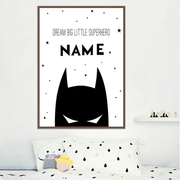 

AFFLATUS Personalized Superhero Name Boy Canvas Art Posters And Prints , Custom Batman Name Canvas Painting Baby Room Wall Decor