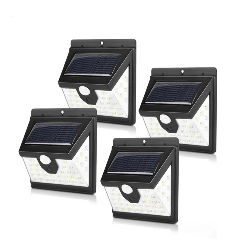 

40 LED Solar Power Light 3 Modes Human Body Sensor 4pcs Solar Wall Lamp Outdoor Waterproof Energy Saving Garden Yard Lights