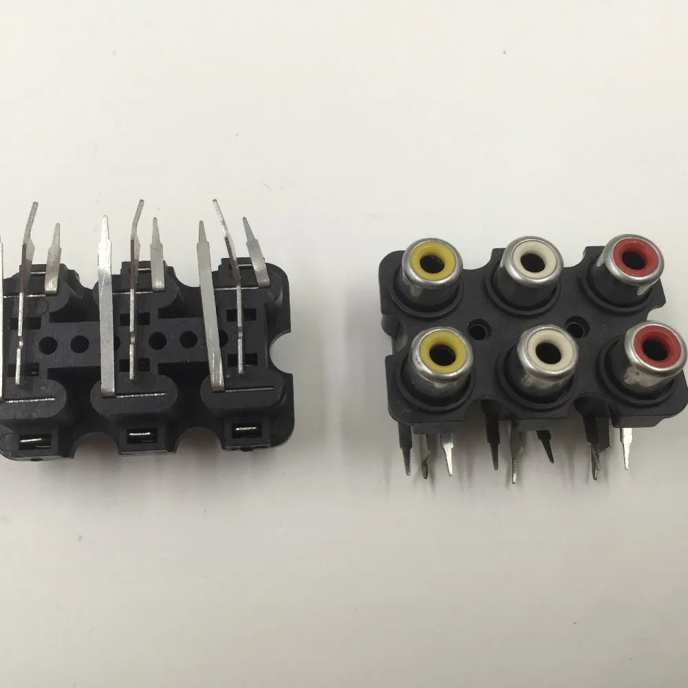 

2 Pcs 6 RCA PCB Mount Female Outlet Jack Connector RCA Socket Black