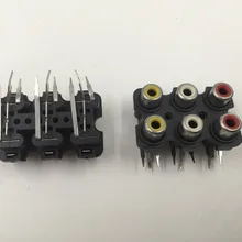 2 предмета 6 RCA печатного монтажа женский выходе Jack Разъем RCA гнездо черный