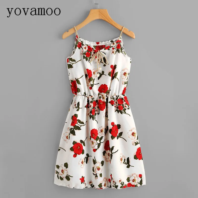 Yovamoo Summer 2018 Sweet Holiday Floral Print A line Woven Beaded ...