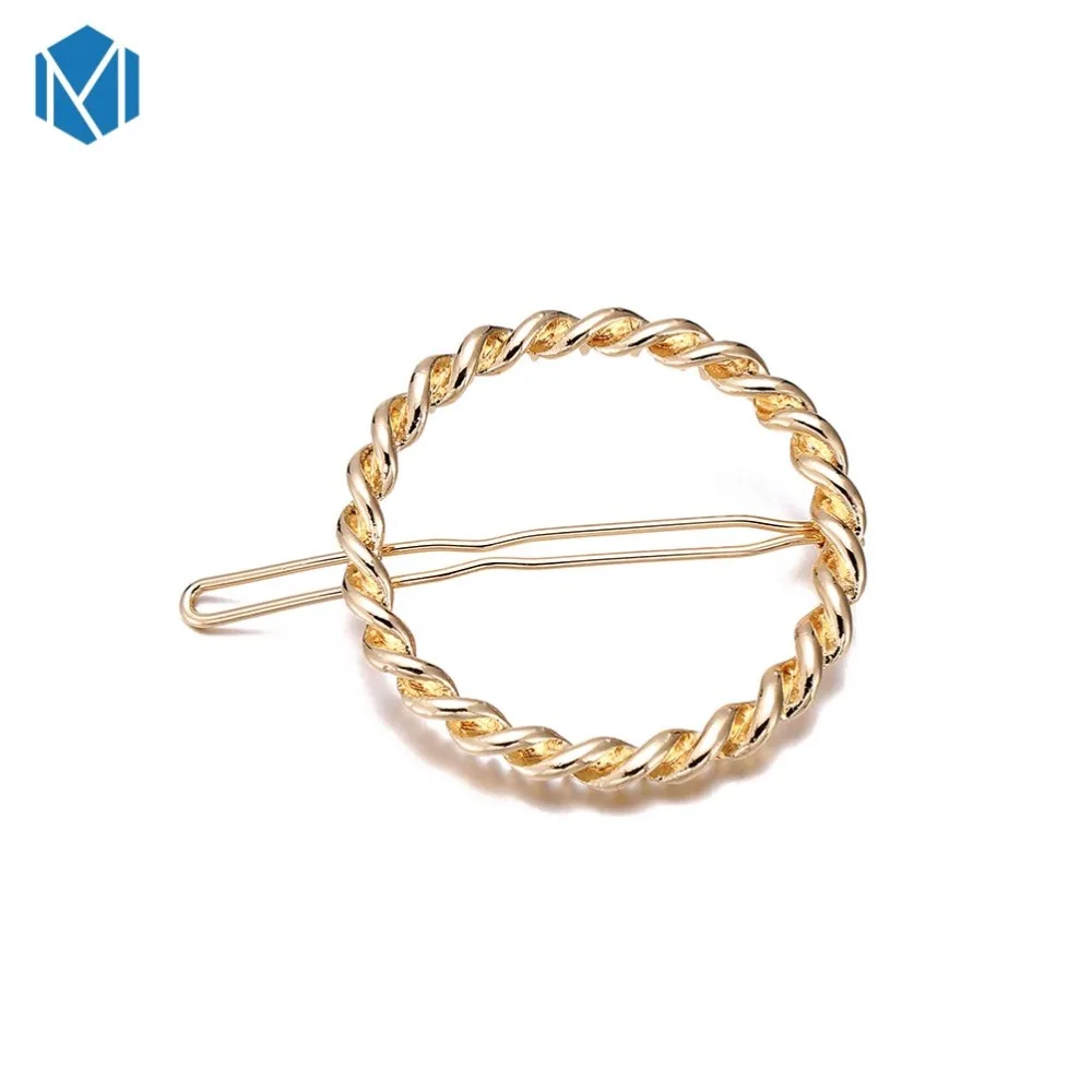 

M MISM New Fashion Korean Style Triangle Round Hairpins Women Girl Geometric Heart Star Shape Alloy Color Hair Accessories